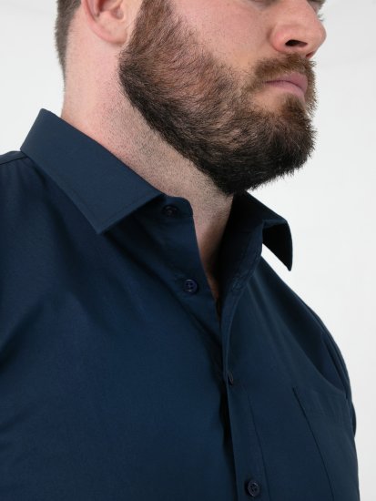 D555 Oliver Vlekbestendig Strijkvrij Stretch Overhemd Met Lange Mouwen Navy - Overhemden - Overhemden Grote Maten Heren