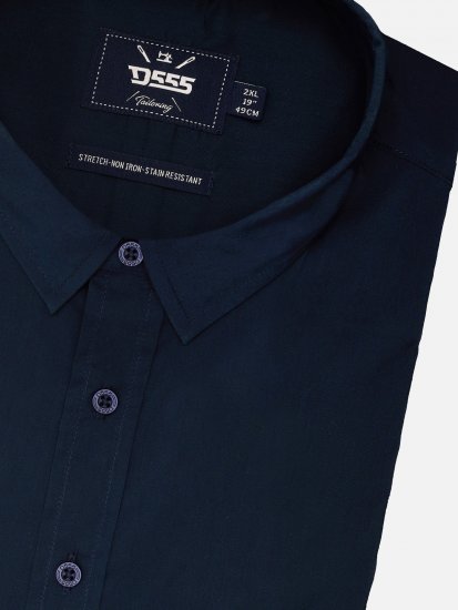D555 Oliver Vlekbestendig Strijkvrij Stretch Overhemd Met Lange Mouwen Navy - Overhemden - Overhemden Grote Maten Heren
