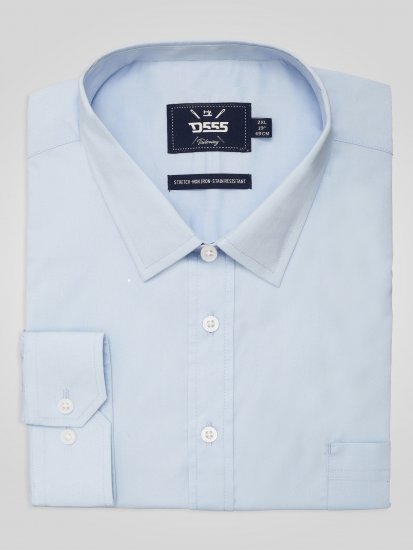 D555 Oliver Vlekbestendig Strijkvrij Stretch Overhemd Met Lange Mouwen Lichtblauw - Overhemden - Overhemden Grote Maten Heren