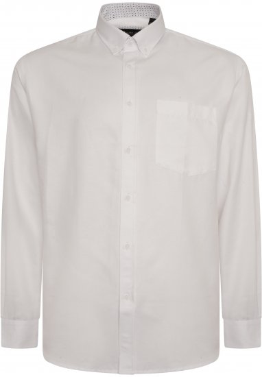 Kam Jeans P020 Premium Long sleeve Oxford Shirt White - Overhemden - Overhemden Grote Maten Heren