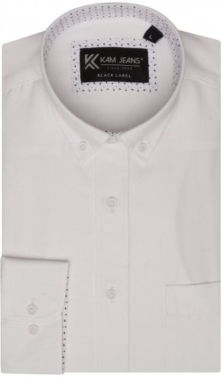 Kam Jeans P020 Premium Long sleeve Oxford Shirt White - Overhemden - Overhemden Grote Maten Heren