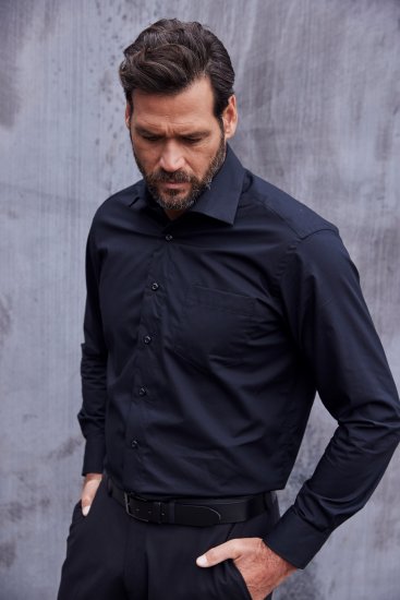 JP1880 Comfort Fit with Chest Pocket Shirt TALL Black - TALL overhemden - 