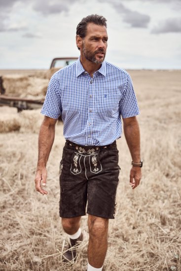 JP1880 Short Sleeve Check Print Traditional Shirt Blue - Overhemden - Overhemden Grote Maten Heren