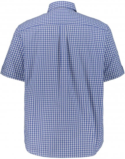 JP1880 Short Sleeve Check Print Traditional Shirt Blue - Overhemden - Overhemden Grote Maten Heren