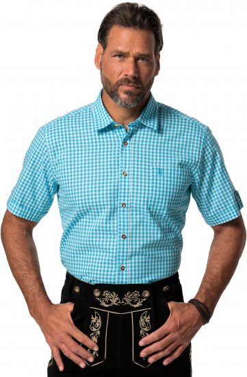 JP1880 Shirt Traditional Short Sleeve Turquoise - Overhemden - Overhemden Grote Maten Heren