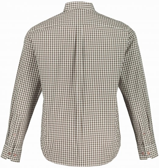 JP1880 Long Sleeve Check Print Traditional Shirt Brown - Overhemden - Overhemden Grote Maten Heren