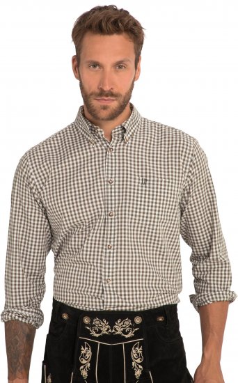 JP1880 Shirt Checked Traditional Long Sleeve Olive Green - Feestkleding - Feestkleding – Vier in stijl en comfort