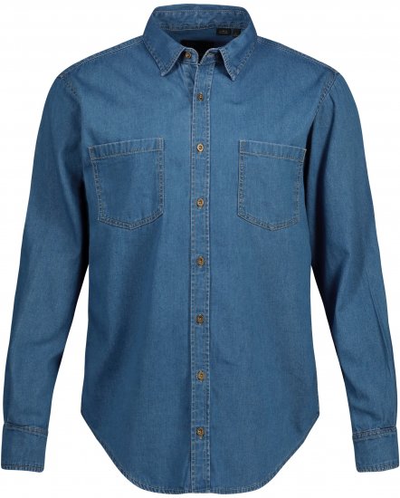 JP1880 Shirt Denim Long Sleeve Blue TALL - HERENKLEDING MT-6XLT - Tall Kleding Heren