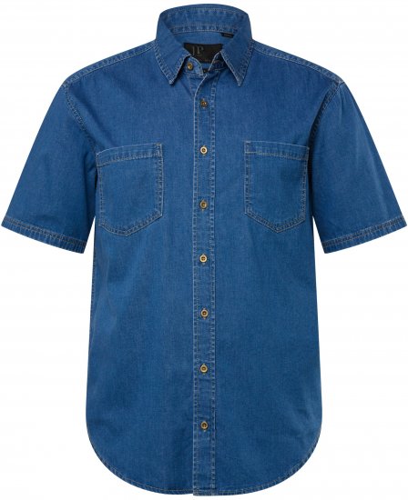 JP1880 Shirt Denim Short Sleeve Blue TALL - HERENKLEDING MT-6XLT - Tall Kleding Heren