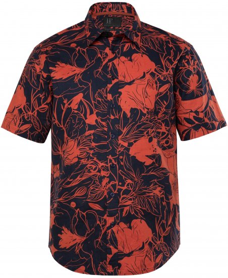 JP1880 Shirt Short Sleeve Linen Blend Red - Overhemden - Overhemden Grote Maten Heren