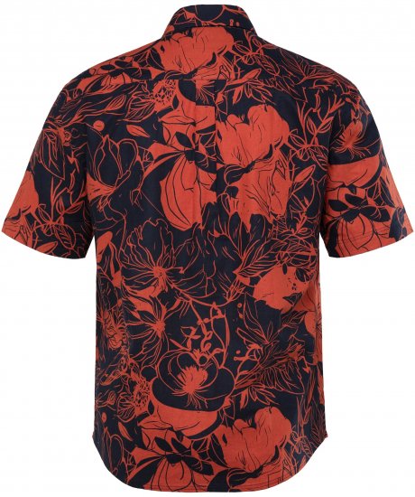 JP1880 Shirt Short Sleeve Linen Blend Red - Overhemden - Overhemden Grote Maten Heren
