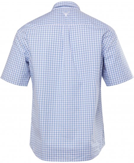 JP1880 Shirt Traditional Short Sleeve Checked Light Blue - Overhemden - Overhemden Grote Maten Heren