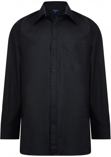 Espionage SH151 Plain Collar Long Sleeve Shirt Black - Overhemden met lange mouwen - 