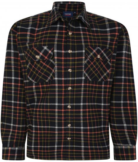 Espionage SH401 Checked Cotton Overshirt Black/Red - Sweaters & hoodies - Sweaters & Hoodies Grote Maten Heren