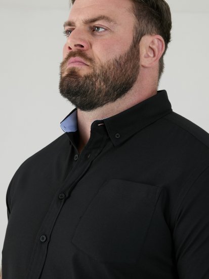 D555 James Oxford Overhemd Met Korte Mouwen TALL Zwart - TALL overhemden - 