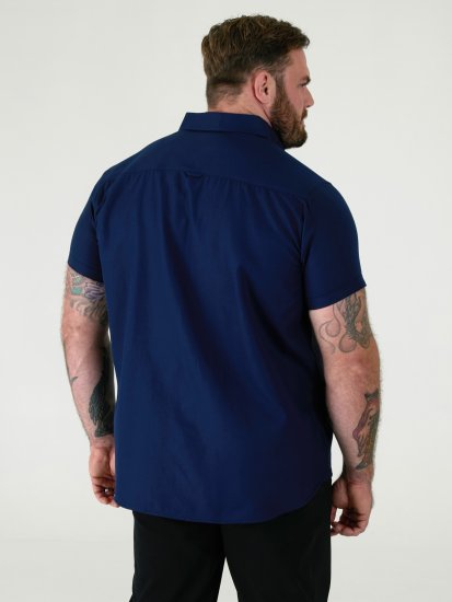 D555 James Oxford Overhemd Met Korte Mouwen TALL Navy - TALL overhemden - 