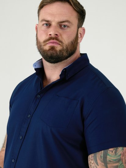 D555 James Oxford Overhemd Met Korte Mouwen TALL Navy - TALL overhemden - 