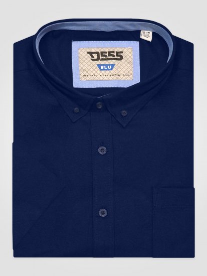 D555 James Oxford Overhemd Met Korte Mouwen TALL Navy - TALL overhemden - 