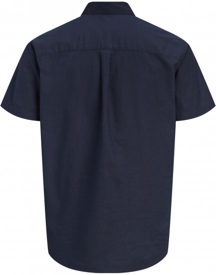 Jack & Jones Henry Slub Short Sleeve Navy - Overhemden - Overhemden Grote Maten Heren