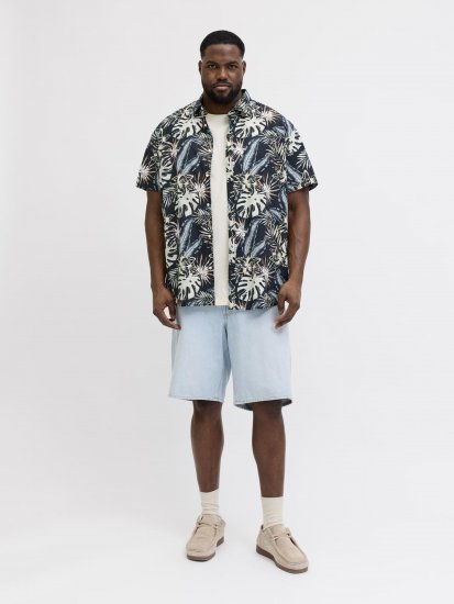 Jack & Jones Honolulu Short Sleeve Resort Shirt Black - Overhemden - Overhemden Grote Maten Heren