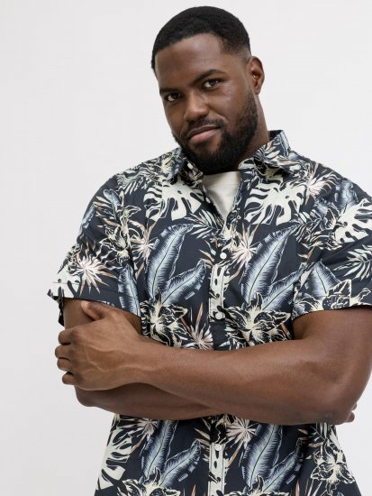 Jack & Jones Honolulu Short Sleeve Resort Shirt Black - Overhemden - Overhemden Grote Maten Heren