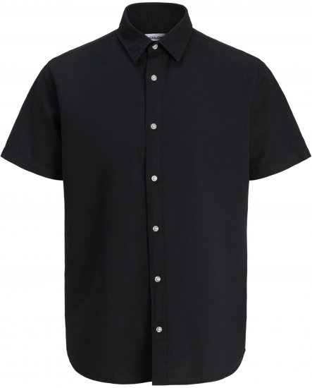 Jack & Jones Breeze Linen Short Sleeve Shirt Black - Overhemden - Overhemden Grote Maten Heren