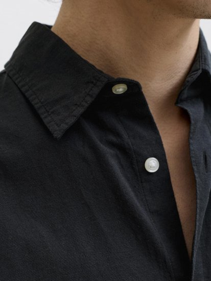 Jack & Jones Breeze Linen Short Sleeve Shirt Black - Overhemden - Overhemden Grote Maten Heren