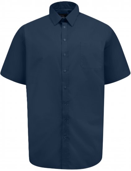 D555 Lucas Vlekbestendig Strijkvrij Stretch Overhemd Met Korte Mouwen Navy - Overhemden - Overhemden Grote Maten Heren