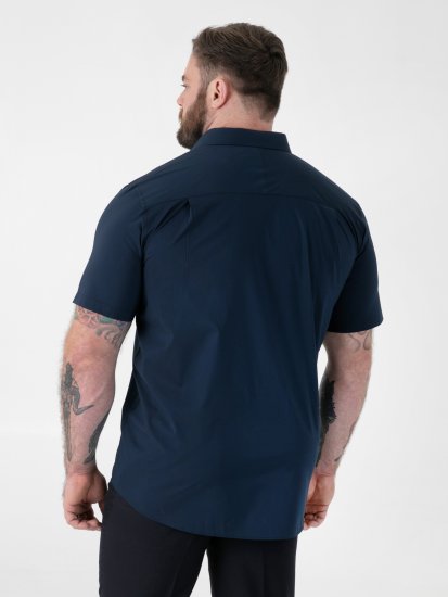 D555 Lucas Vlekbestendig Strijkvrij Stretch Overhemd Met Korte Mouwen Navy - Overhemden - Overhemden Grote Maten Heren
