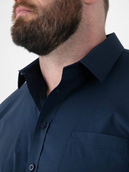 D555 Lucas Vlekbestendig Strijkvrij Stretch Overhemd Met Korte Mouwen Navy - Overhemden - Overhemden Grote Maten Heren