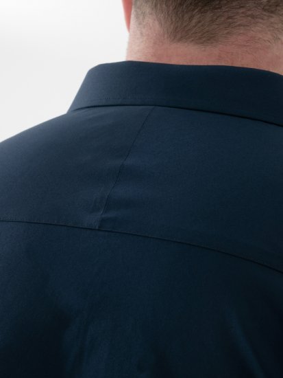 D555 Lucas Vlekbestendig Strijkvrij Stretch Overhemd Met Korte Mouwen Navy - Overhemden - Overhemden Grote Maten Heren