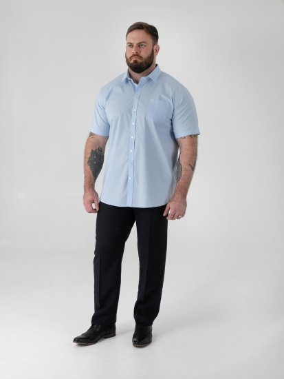 D555 Lucas Vlekbestendig Strijkvrij Stretch Overhemd Met Korte Mouwen Lichtblauw - Overhemden - Overhemden Grote Maten Heren