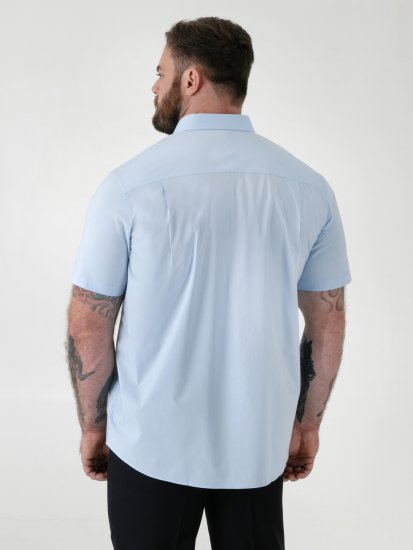 D555 Lucas Vlekbestendig Strijkvrij Stretch Overhemd Met Korte Mouwen Lichtblauw - Overhemden - Overhemden Grote Maten Heren