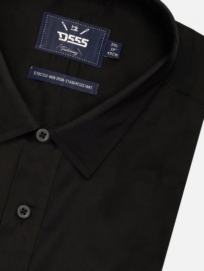 D555 Lucas Vlekbestendig Strijkvrij Stretch Overhemd Met Korte Mouwen Zwart - Overhemden - Overhemden Grote Maten Heren