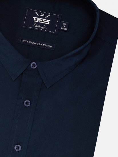 D555 Lucas Vlekbestendig Strijkvrij Stretch Overhemd Met Korte Mouwen Navy - Overhemden - Overhemden Grote Maten Heren