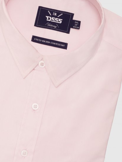 D555 Lucas Vlekbestendig Strijkvrij Stretch Overhemd Met Korte Mouwen Roze - Overhemden - Overhemden Grote Maten Heren