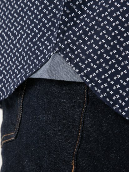 D555 Melrose Navy Icon AOP Button Down Collar Short Sleeve Navy - Shirts met korte mouwen - Grote Maten Overhemden Korte Mouw