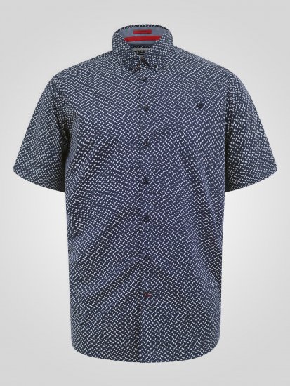 D555 Melrose Navy Icon AOP Button Down Collar Short Sleeve Navy - Shirts met korte mouwen - Grote Maten Overhemden Korte Mouw