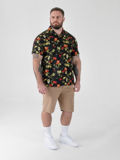 D555 Gordon Hawaiian AOP Cuvan Collar Resort Short Sleeve Black - Overhemden - Overhemden Grote Maten Heren