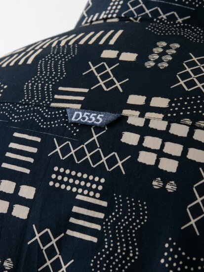 D555 Rick Geometric Print Short Sleeve Shirt Navy - Overhemden - Overhemden Grote Maten Heren