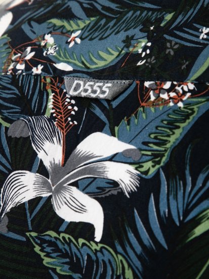 D555 Corden Hawaiian AOP Cuban Collar Resort Short Sleeve Navy - Shirts met korte mouwen - Grote Maten Overhemden Korte Mouw