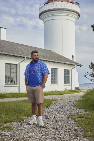 North Latitude 51145 Checked Short Sleeve Shirt Cobolt Blue - Shirts met korte mouwen - Grote Maten Overhemden Korte Mouw