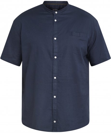 North Latitude 61109 Korte Mouw Overhemd met Staande Kraag Marineblauw - Overhemden - Overhemden Grote Maten Heren