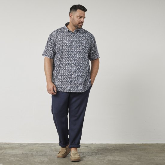 North Latitude 61114 Jersey Overhemd met All-Over Print Marineblauw - Overhemden - Overhemden Grote Maten Heren
