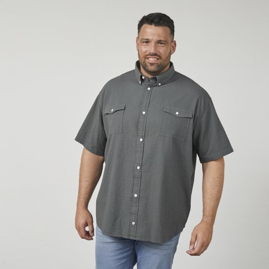 North Latitude 61306 Korte Mouw Overshirt Donkergroen - Overhemden - Overhemden Grote Maten Heren