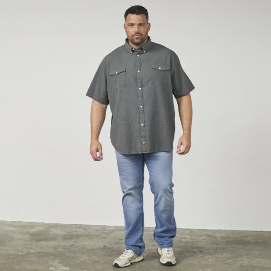 North Latitude 61306 Korte Mouw Overshirt Donkergroen - Overhemden - Overhemden Grote Maten Heren