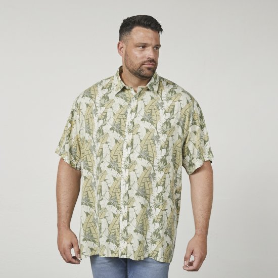 North Latitude 61310 Viscose Overhemd met All-Over Print Olijfgroen - Overhemden - Overhemden Grote Maten Heren