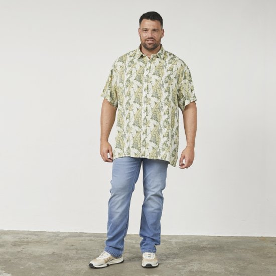 North Latitude 61310 Viscose Overhemd met All-Over Print Olijfgroen - Overhemden - Overhemden Grote Maten Heren