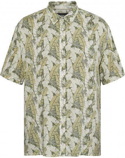 North Latitude 61310 Viscose Overhemd met All-Over Print Olijfgroen - Overhemden - Overhemden Grote Maten Heren