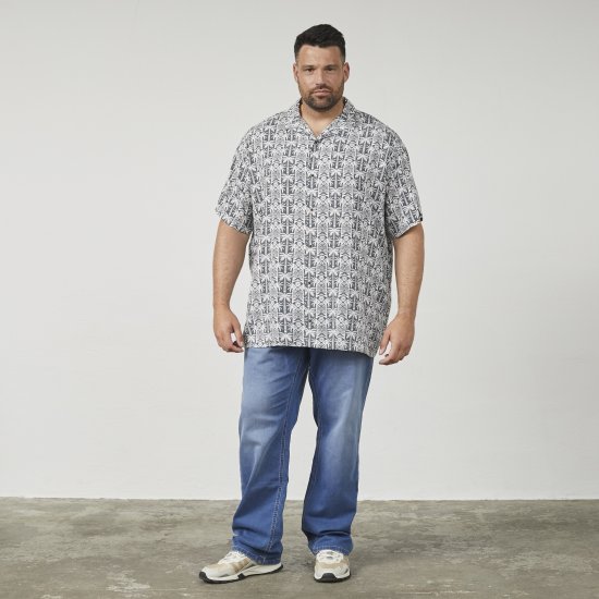North Latitude 61313 Viscose Overhemd met Cubaanse Kraag Grijs - Overhemden - Overhemden Grote Maten Heren